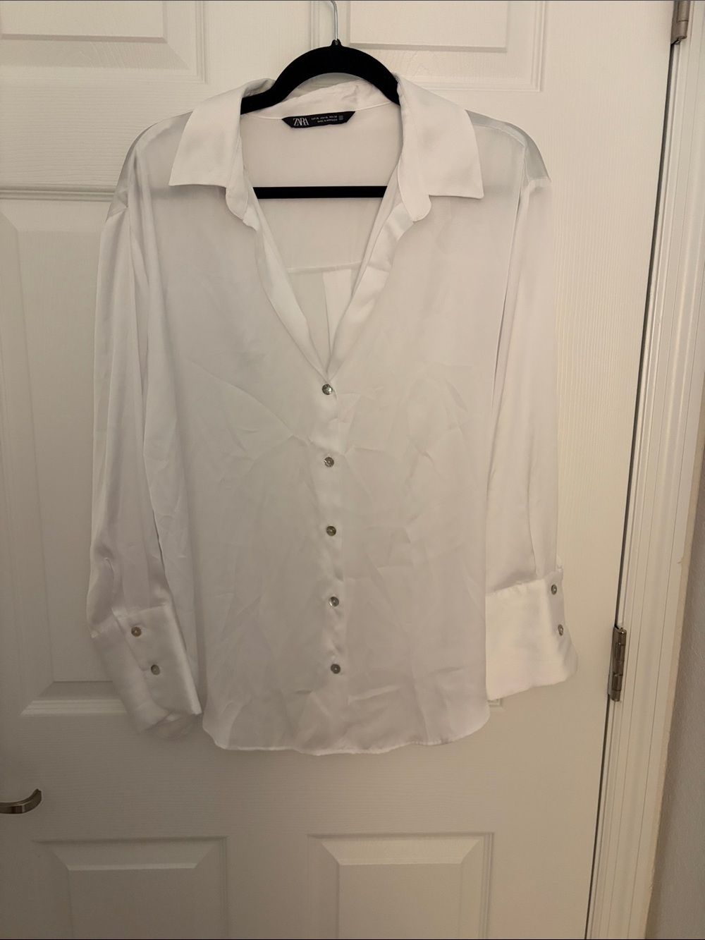 Zara Women’s White Satin Button Shirt